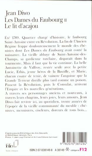 Quatrième de couverture de « LES DAMES DU FAUBOURG - II - LE LIT D'ACAJOU »