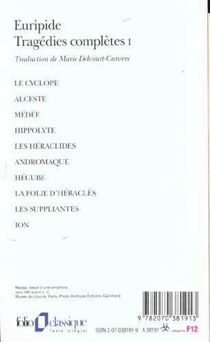 Quatrième de couverture de « TRAGEDIES COMPLETES - VOL01 »