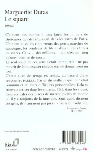 Quatrième de couverture de « LE SQUARE »