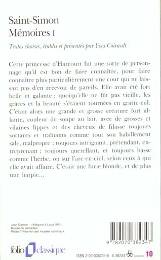 Quatrième de couverture de « MEMOIRES - VOL01 - TEXTES CHOISIS »