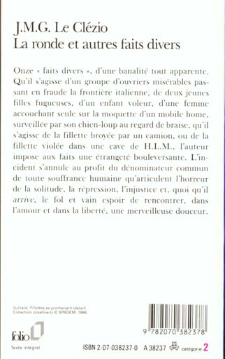 Quatrième de couverture de « LA RONDE ET AUTRES FAITS DIVERS »