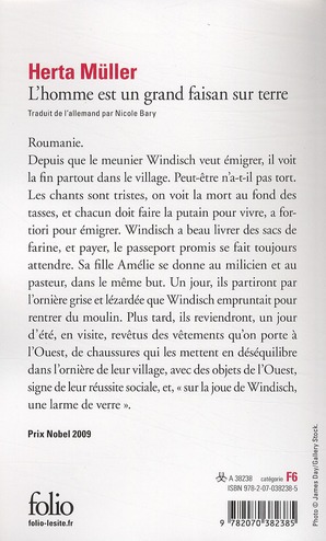 Quatrième de couverture de « L'HOMME EST UN GRAND FAISAN SUR TERRE »
