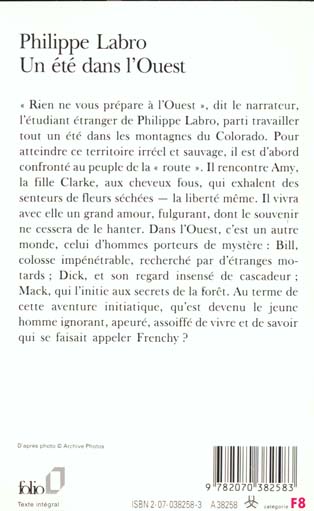 Quatrième de couverture de « UN ETE DANS L'OUEST »