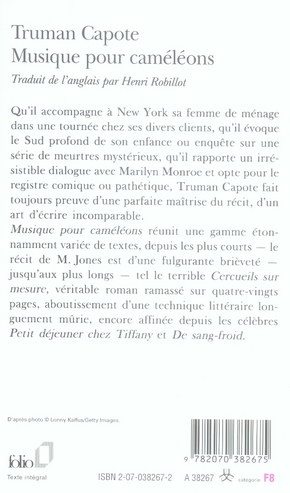 Quatrième de couverture de « MUSIQUE POUR CAMELEONS »