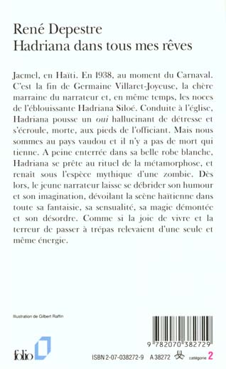 Quatrième de couverture de « HADRIANA DANS TOUS MES REVES »