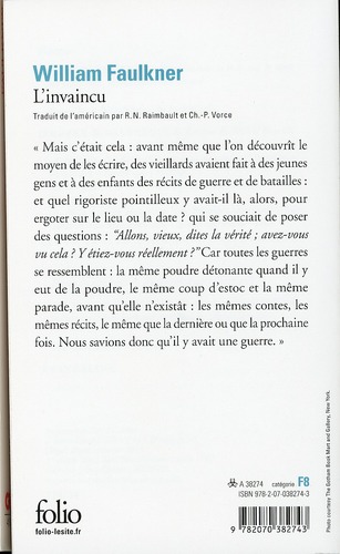 Quatrième de couverture de « L'INVAINCU »