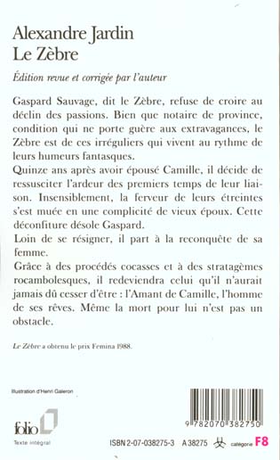 Quatrième de couverture de « LE ZEBRE »
