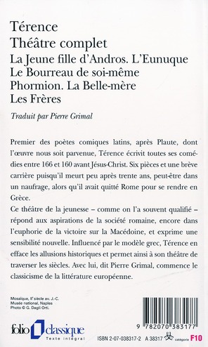 Quatrième de couverture de « THEATRE COMPLET »