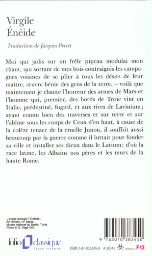 Quatrième de couverture de « ENEIDE »