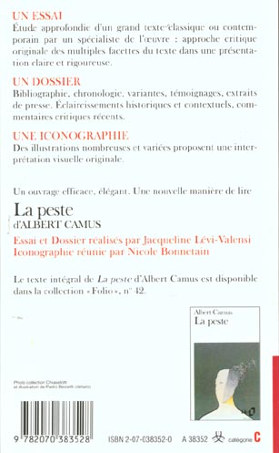 Quatrième de couverture de « LA PESTE D'ALBERT CAMUS (ESSAI ET DOSSIER) »