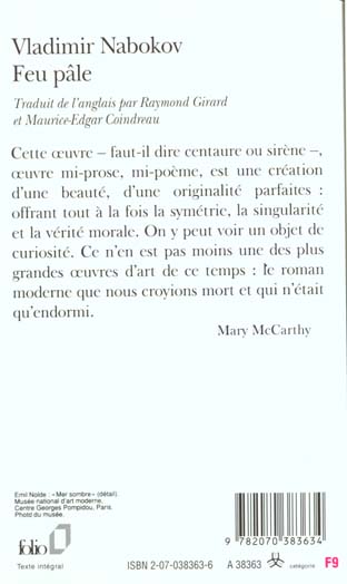 Quatrième de couverture de « FEU PALE »