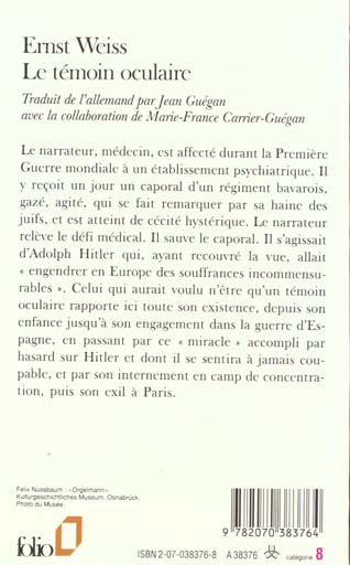 Quatrième de couverture de « LE TEMOIN OCULAIRE »