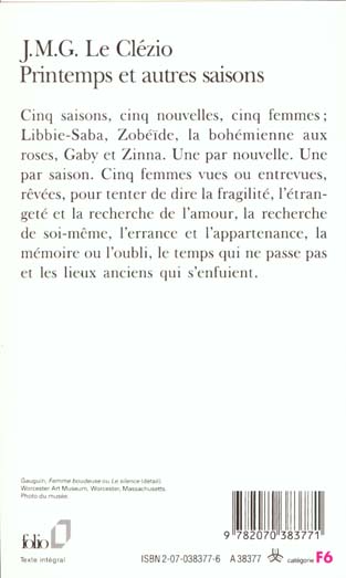 Quatrième de couverture de « PRINTEMPS ET AUTRES SAISONS »