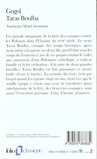 Quatrième de couverture de « TARAS BOULBA »