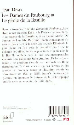 Quatrième de couverture de « LES DAMES DU FAUBOURG - III - LE GENIE DE LA BASTILLE »