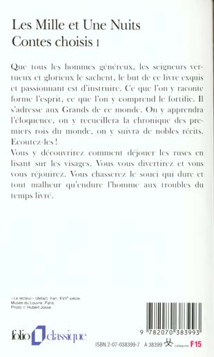 Quatrième de couverture de « LES MILLE ET UNE NUITS - VOL01 - CONTES CHOISIS »