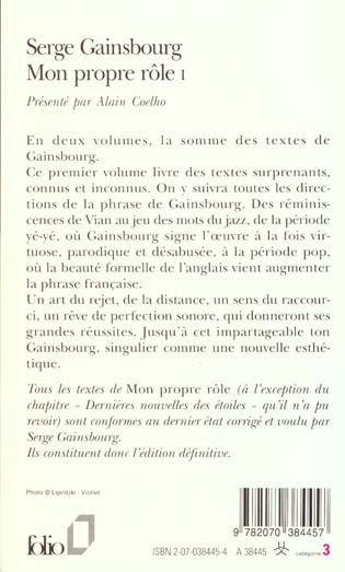 Quatrième de couverture de « MON PROPRE ROLE - VOL01 »