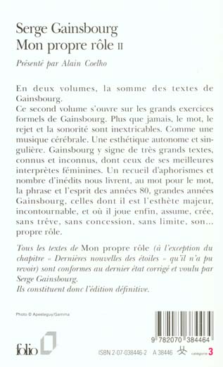 Quatrième de couverture de « MON PROPRE ROLE - VOL02 »