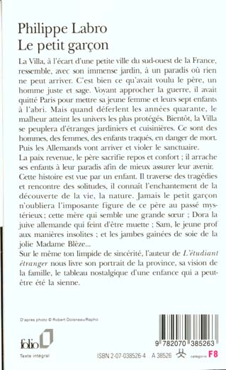 Quatrième de couverture de « LE PETIT GARCON »