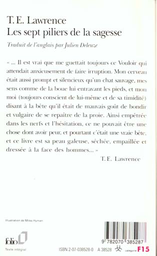 Quatrième de couverture de « LES SEPT PILIERS DE LA SAGESSE »