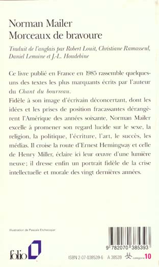 Quatrième de couverture de « MORCEAUX DE BRAVOURE »
