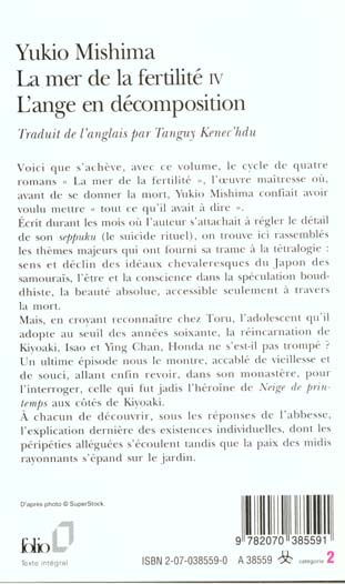 Quatrième de couverture de « LA MER DE LA FERTILITE - IV - L'ANGE EN DECOMPOSITION »