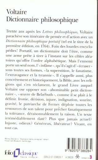 Quatrième de couverture de « DICTIONNAIRE PHILOSOPHIQUE »