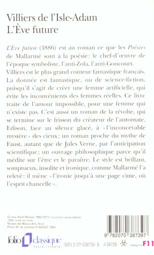 Quatrième de couverture de « L'EVE FUTURE »