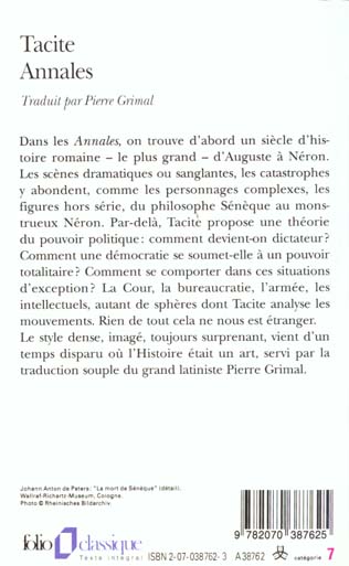 Quatrième de couverture de « ANNALES »