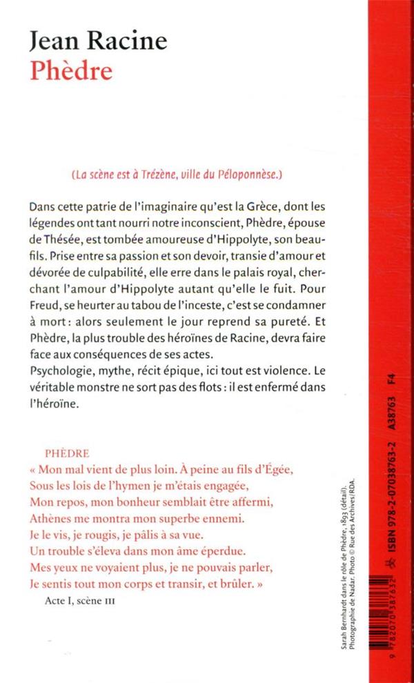 Quatrième de couverture de « PHEDRE »