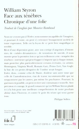 Quatrième de couverture de « FACE AUX TENEBRES - CHRONIQUE D'UNE FOLIE »