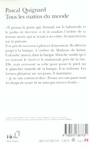 Quatrième de couverture de « TOUS LES MATINS DU MONDE »