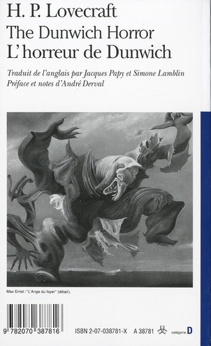 Quatrième de couverture de « L'HORREUR DE DUNWICH/THE DUNWICH HORROR »
