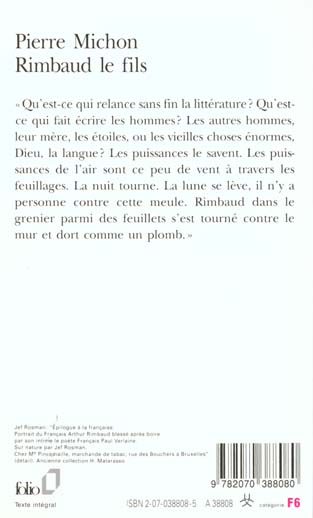 Quatrième de couverture de « RIMBAUD LE FILS »