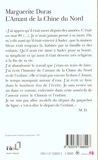Quatrième de couverture de « L'AMANT DE LA CHINE DU NORD »
