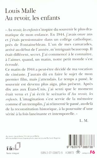 Quatrième de couverture de « AU REVOIR, LES ENFANTS »