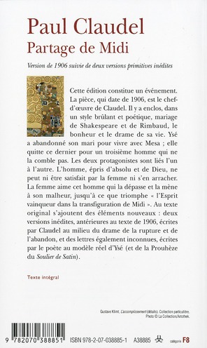 Quatrième de couverture de « PARTAGE DE MIDI - DRAME »