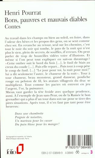 Quatrième de couverture de « BONS, PAUVRES ET MAUVAIS DIABLES »