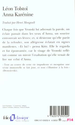 Quatrième de couverture de « ANNA KARENINE »