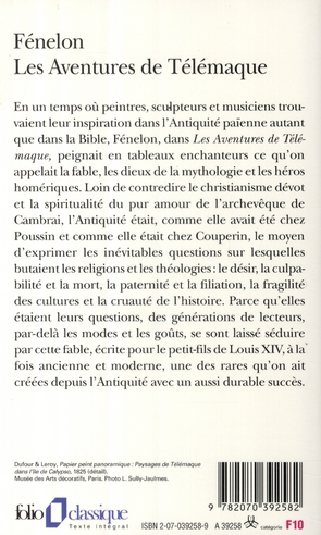 Quatrième de couverture de « LES AVENTURES DE TELEMAQUE »