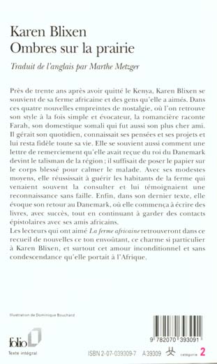 Quatrième de couverture de « OMBRES SUR LA PRAIRIE »