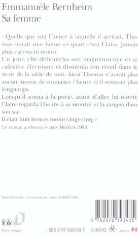 Quatrième de couverture de « SA FEMME »