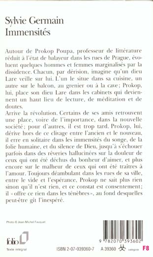 Quatrième de couverture de « IMMENSITES »