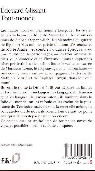 Quatrième de couverture de « TOUT-MONDE »