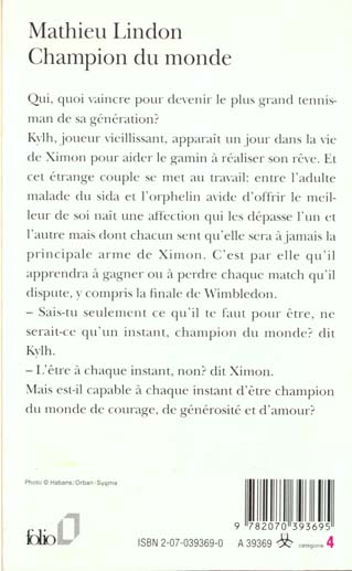 Quatrième de couverture de « CHAMPION DU MONDE »