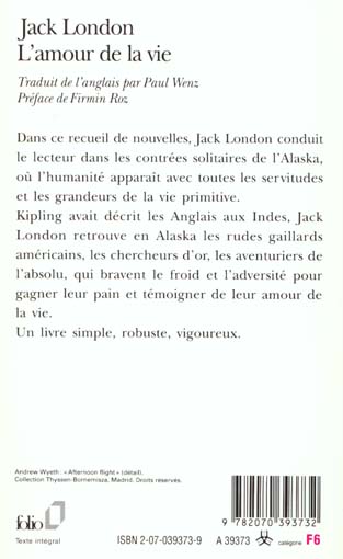 Quatrième de couverture de « L'AMOUR DE LA VIE »