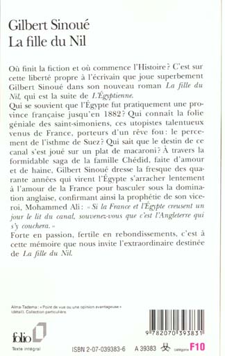 Quatrième de couverture de « LA FILLE DU NIL »