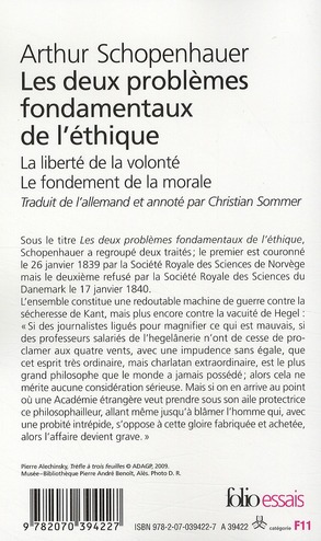 Quatrième de couverture de « Les deux problèmes fondamentaux de l'éthique »