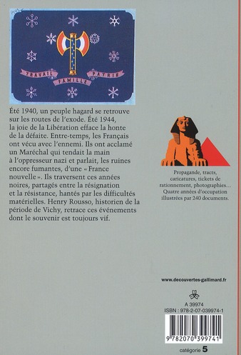 Quatrième de couverture de « LES ANNEES NOIRES - VIVRE SOUS L'OCCUPATION »