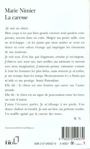 Quatrième de couverture de « LA CARESSE »